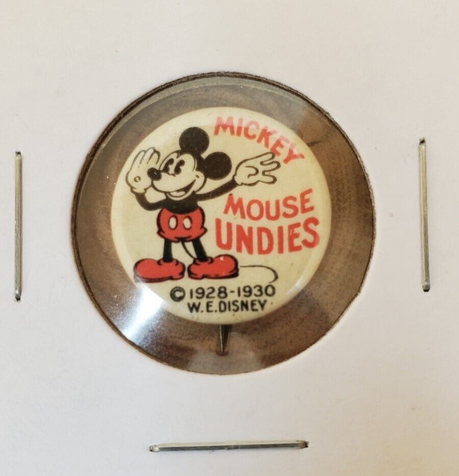 Vtg 1928-1930 Mickey Mouse Undies Pinback Walt Disney SUPER RARE Beautiful NICE