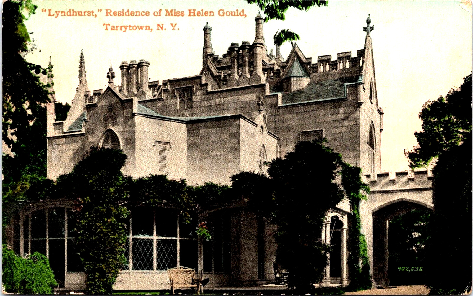 Postcard Tarrytown New York Lyndhurst Residence Of Helen Gould Posted 1910