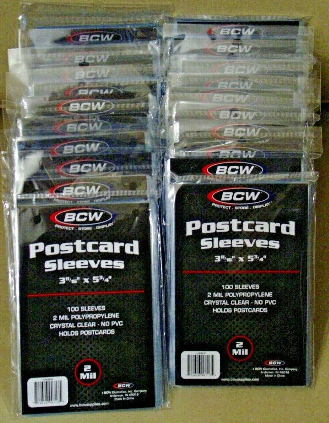 2000 BCW POSTCARD SLEEVES Archival Safe 20 Packs of 100 Acid Free Polypropylene