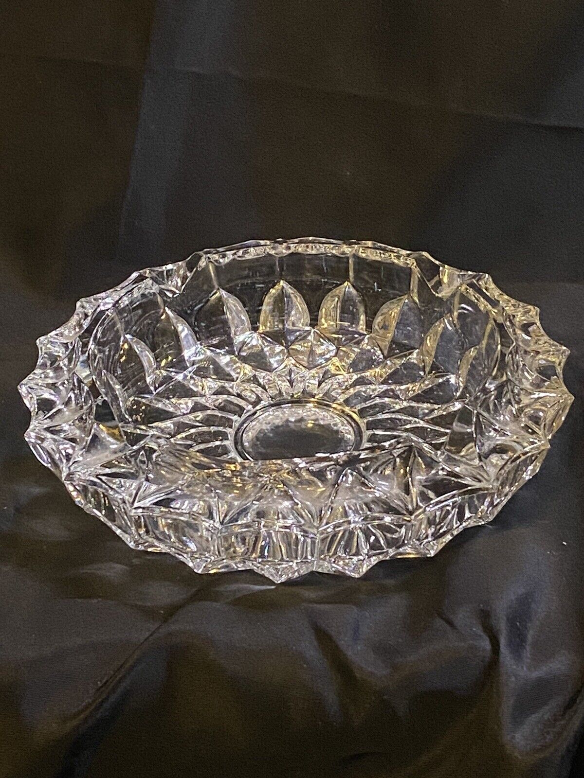 VINTAGE CRYSTAL ASHTRAY 7” HIGH QUALITY GREAT CONDITION
