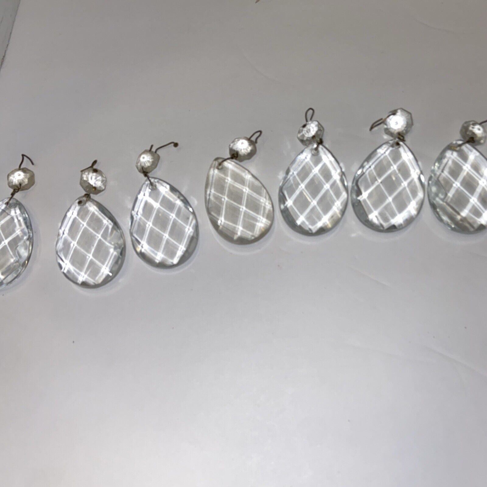 Lot of 9 Vintage Lamp Chandelier Part Tear Drop Crystal Glass Prisms