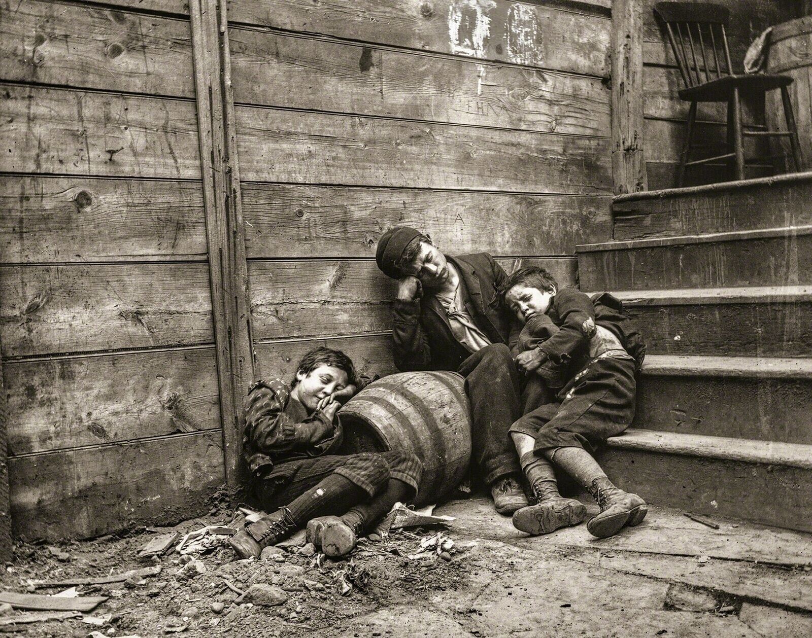 1888 HOMELESS CHILDREN Mulberry St New York  Historic Picture Photo 8.5x11