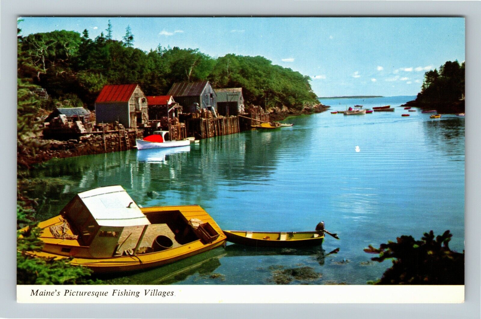 ME-Maine, Picturesque Fishing Island, Scenic Coastline, Vintage Postcard