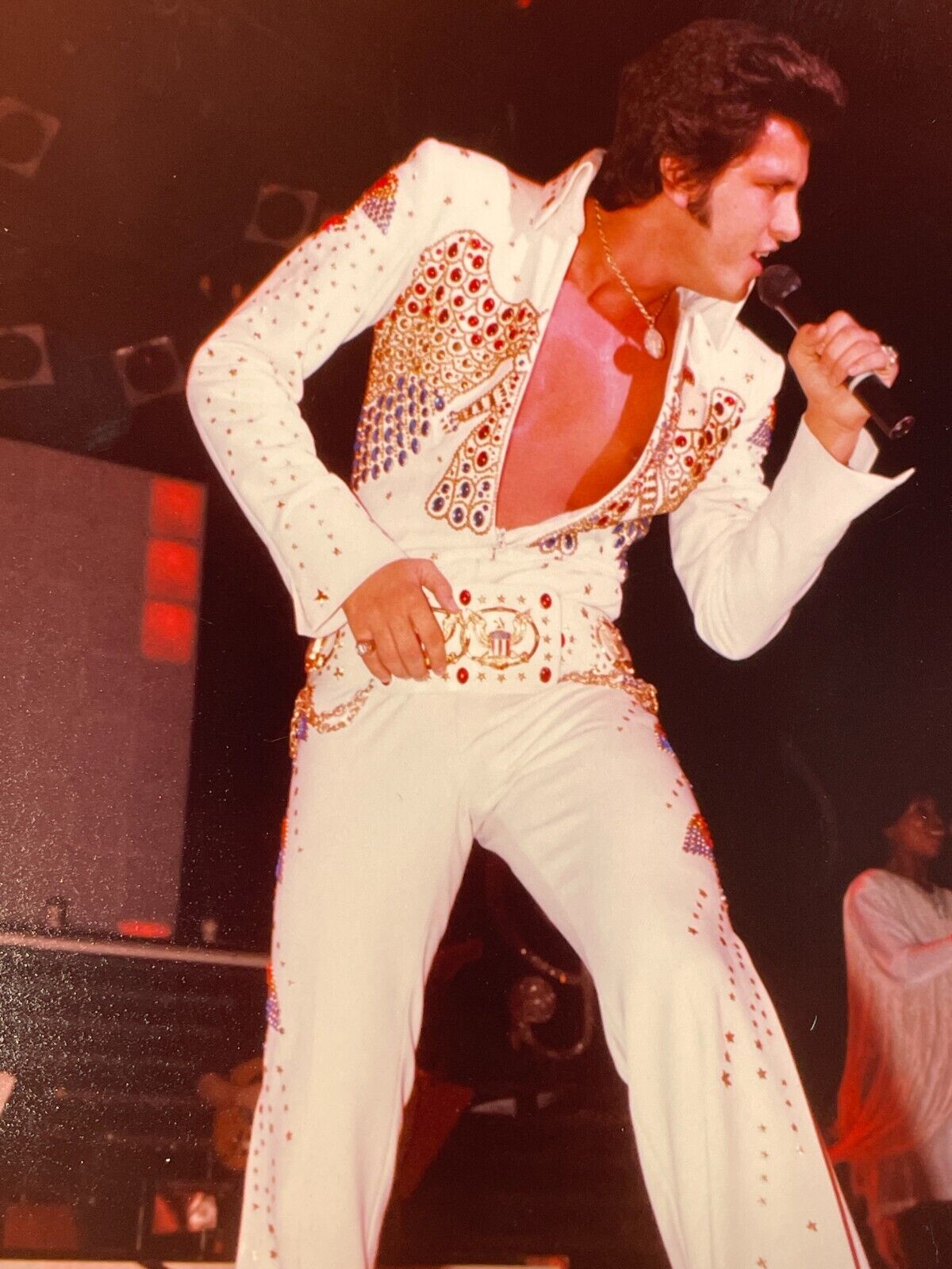 J2 Photo Handsome Elvis Impersonator Lookalike 1980\'s Bare Chest Singing Sexy