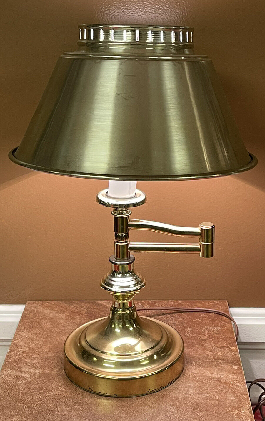 Vintage Swing Swivel Arm Brass Desk Table Light Lamp 17”