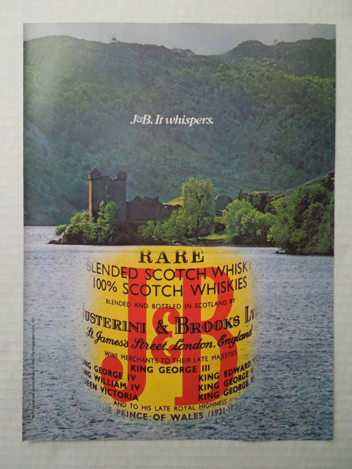 1983 J&B Rare Scotch Whiskey Magazine Ad - J&B. It Whispers.