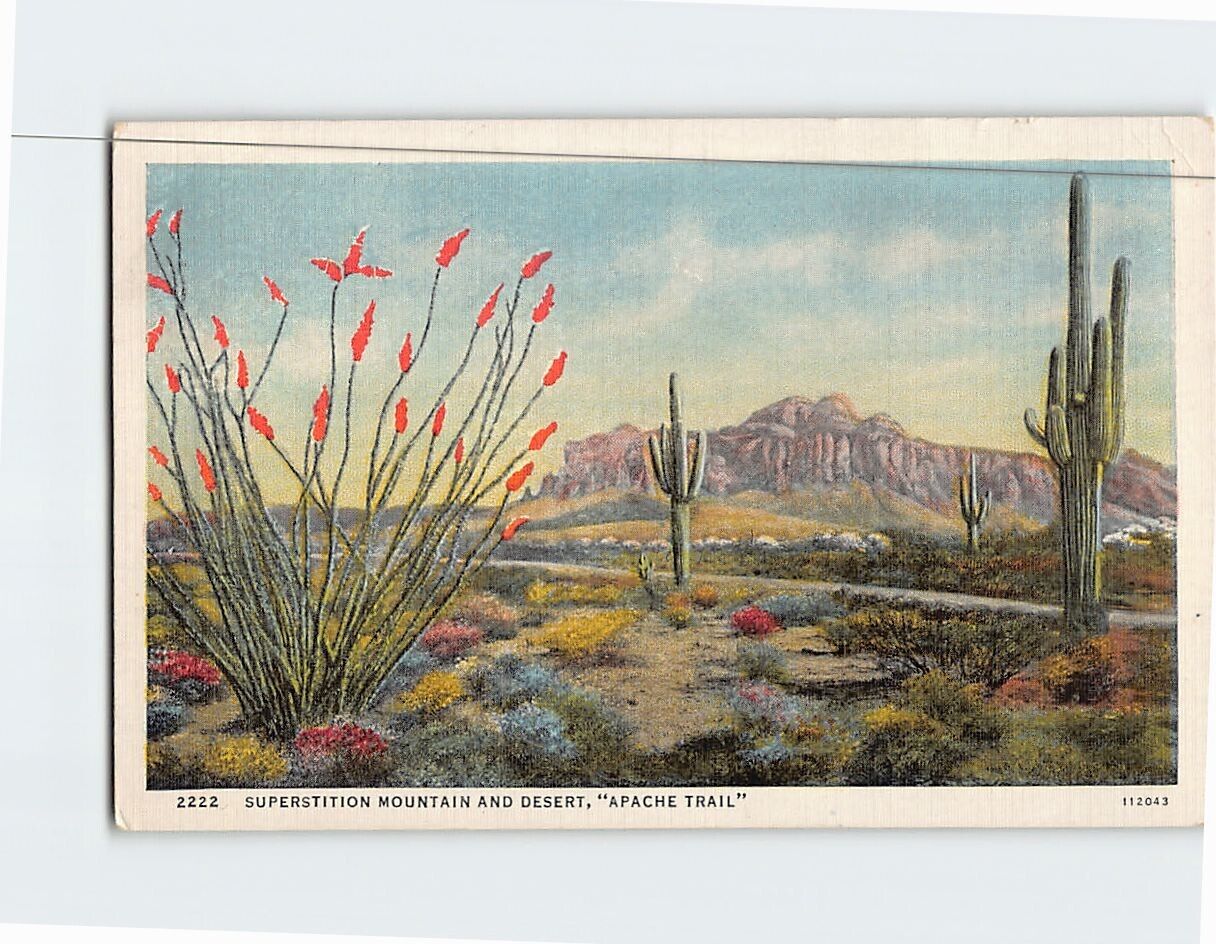 Postcard Superstition Mountain & Desert Apache Trail Arizona USA