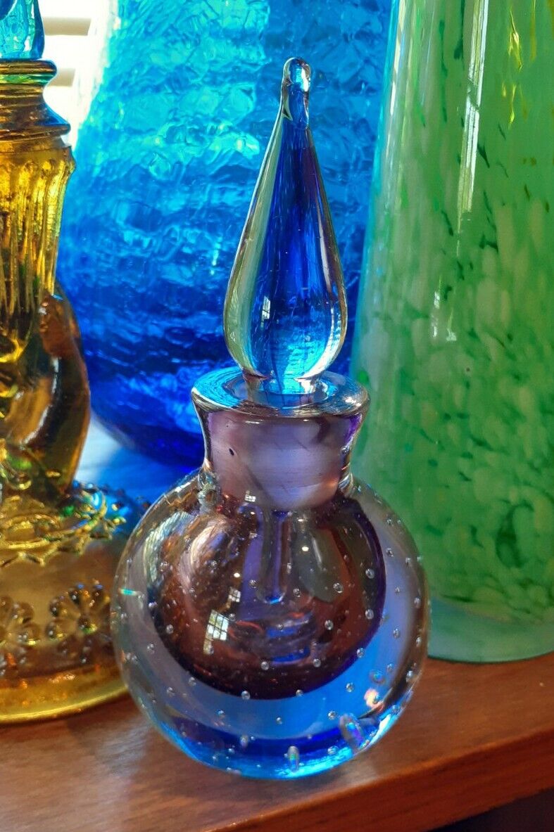 Vintage Handblown Glass Purple Sommerso Controlled Bubble Bullicante Art Glass P
