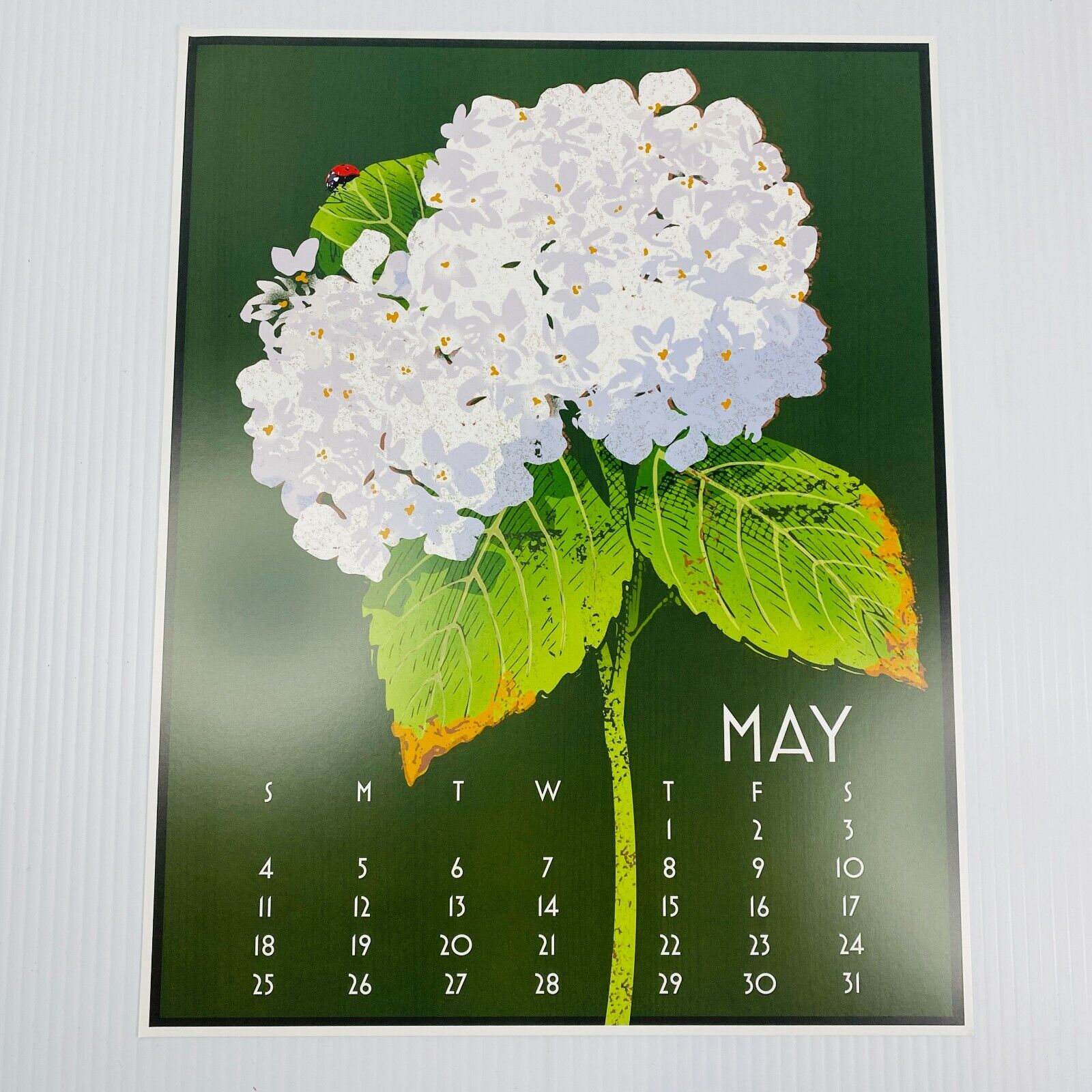 2014 Linnea Poster Calendar 11x14 Replacement Month: MAY Art Print White Flowers