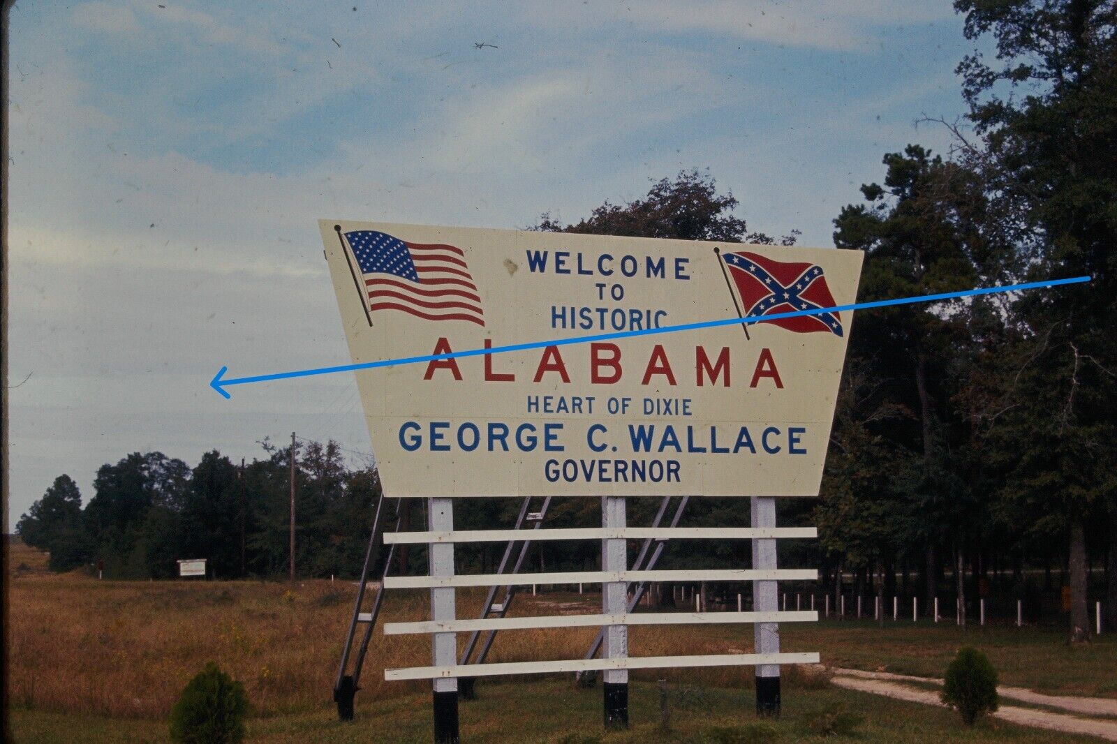 1966 35mm Slide Roadside America Welcome to Alabama Gov George Wallace #1227