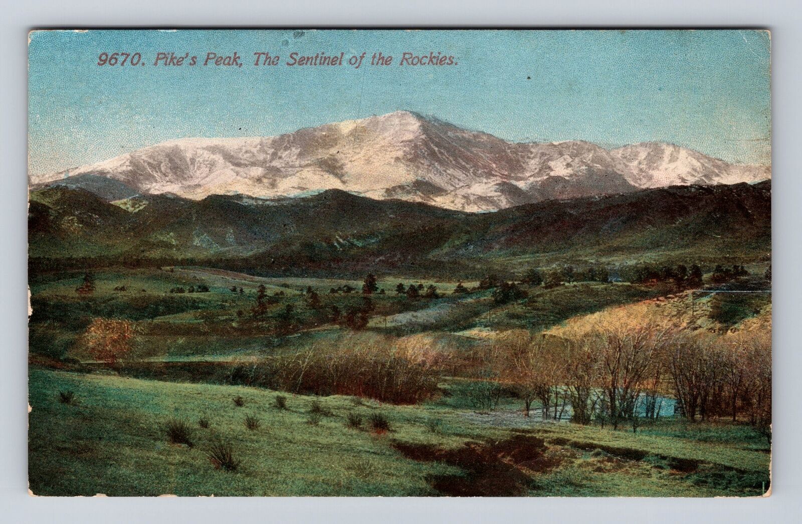 Pikes Peak CO-Colorado, The Sentinel Of The Rockies, Vintage c1915 Postcard
