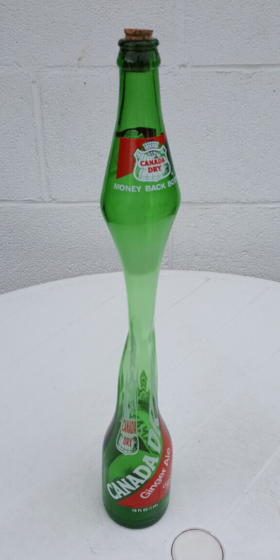 Vintage 1970\'s Stretched Glass Canada Dry Bottle Carnival Prize 16 1/2 inches