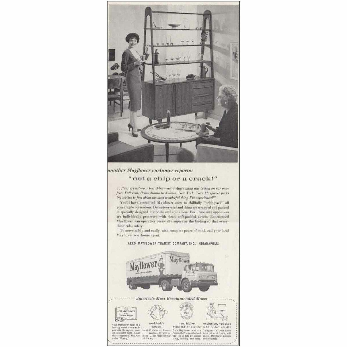 1960 Mayflower Transit: Not a Chip or Crack Vintage Print Ad