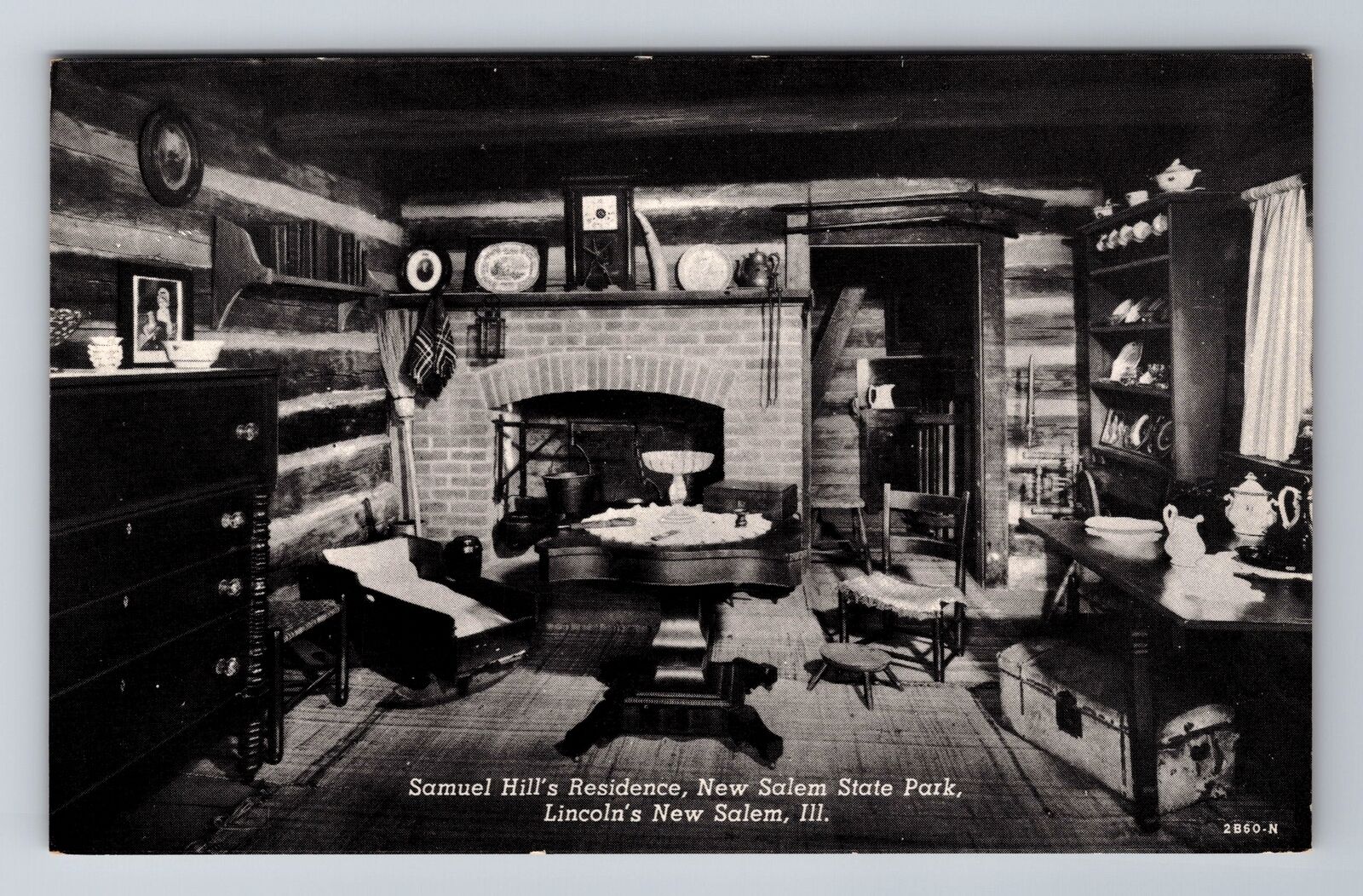 Lincoln's New Salem IL-Illinois Inside Samuel Hill's Residence Vintage Postcard