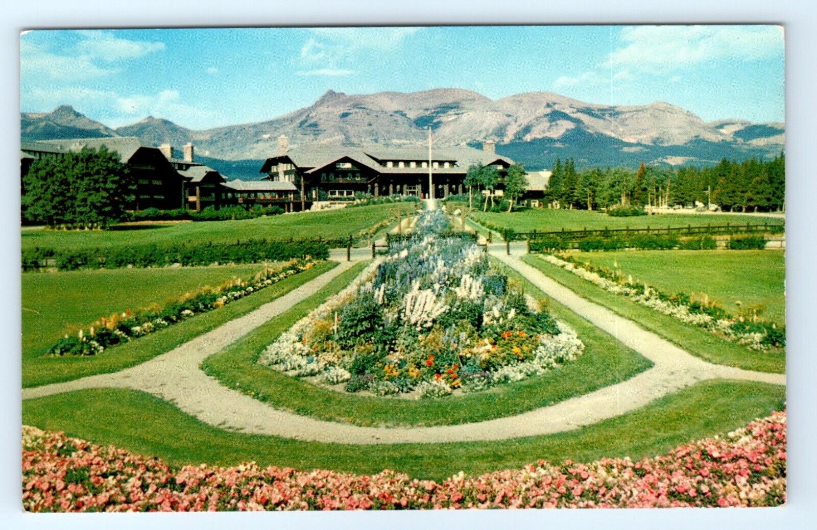 Postcard Spectacular Gardens Glacier Park Lodge Northwestern Montana