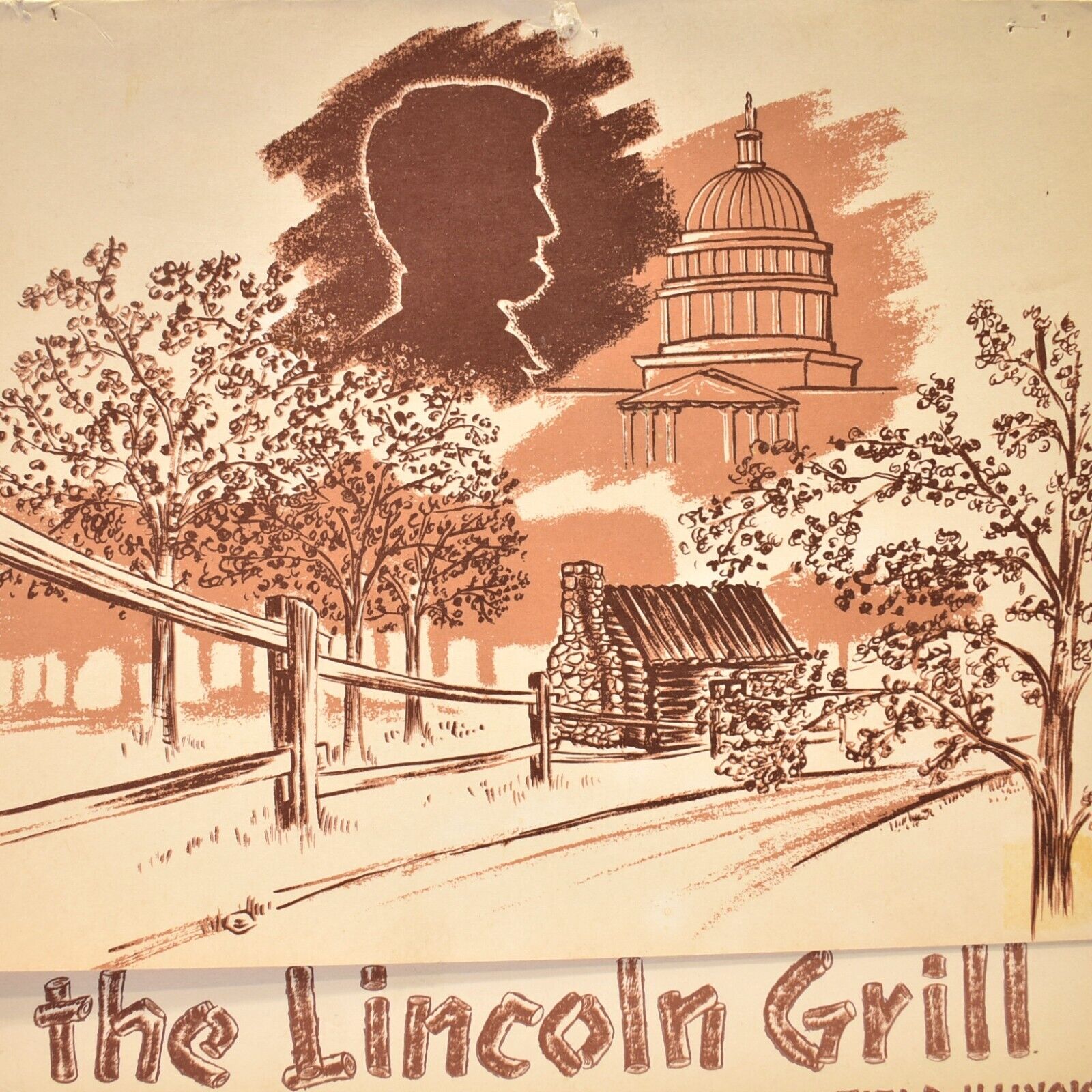 1970s The Abraham Lincoln Grill Restaurant Folder Hotel Menu Springfield IL
