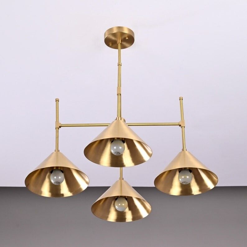 4 Lights Brass Pendant Lamp 1950s Mid Century Modern Altona Sputnik Chandelier L