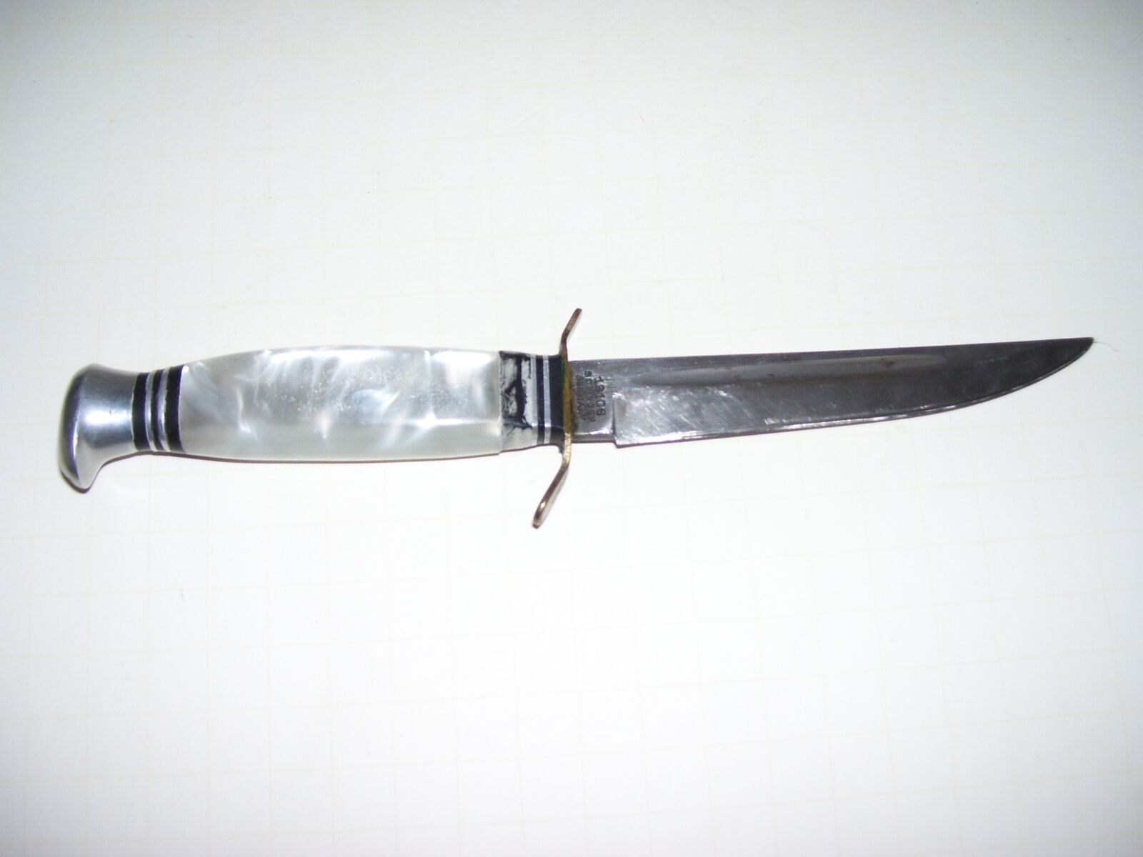 Vintage German Solingen 181008 Pearl Handle Fixed Blade Knife