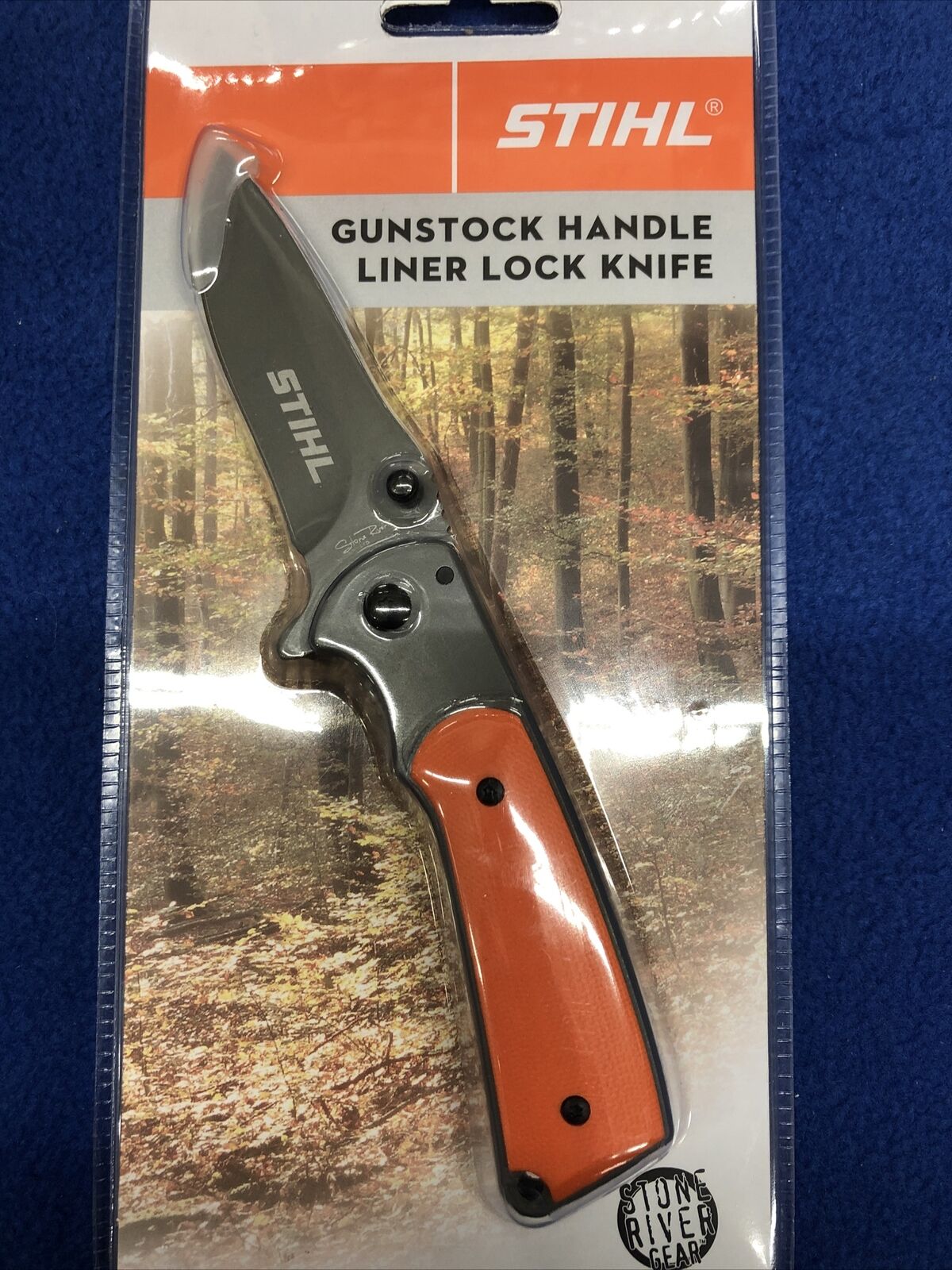 STIHL LOCK BLADE POCKET KNIFE Stone River  Gunstock Handle Liner Lock Knife