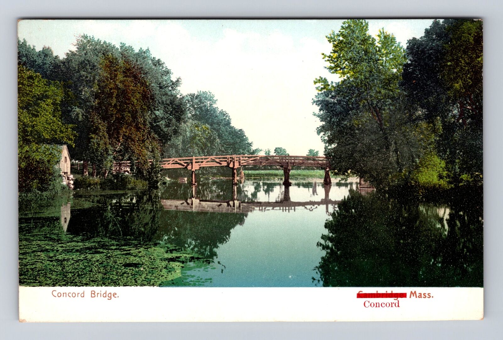 Concord MA-Massachusetts, Concord Bridge, Antique, Vintage Souvenir Postcard