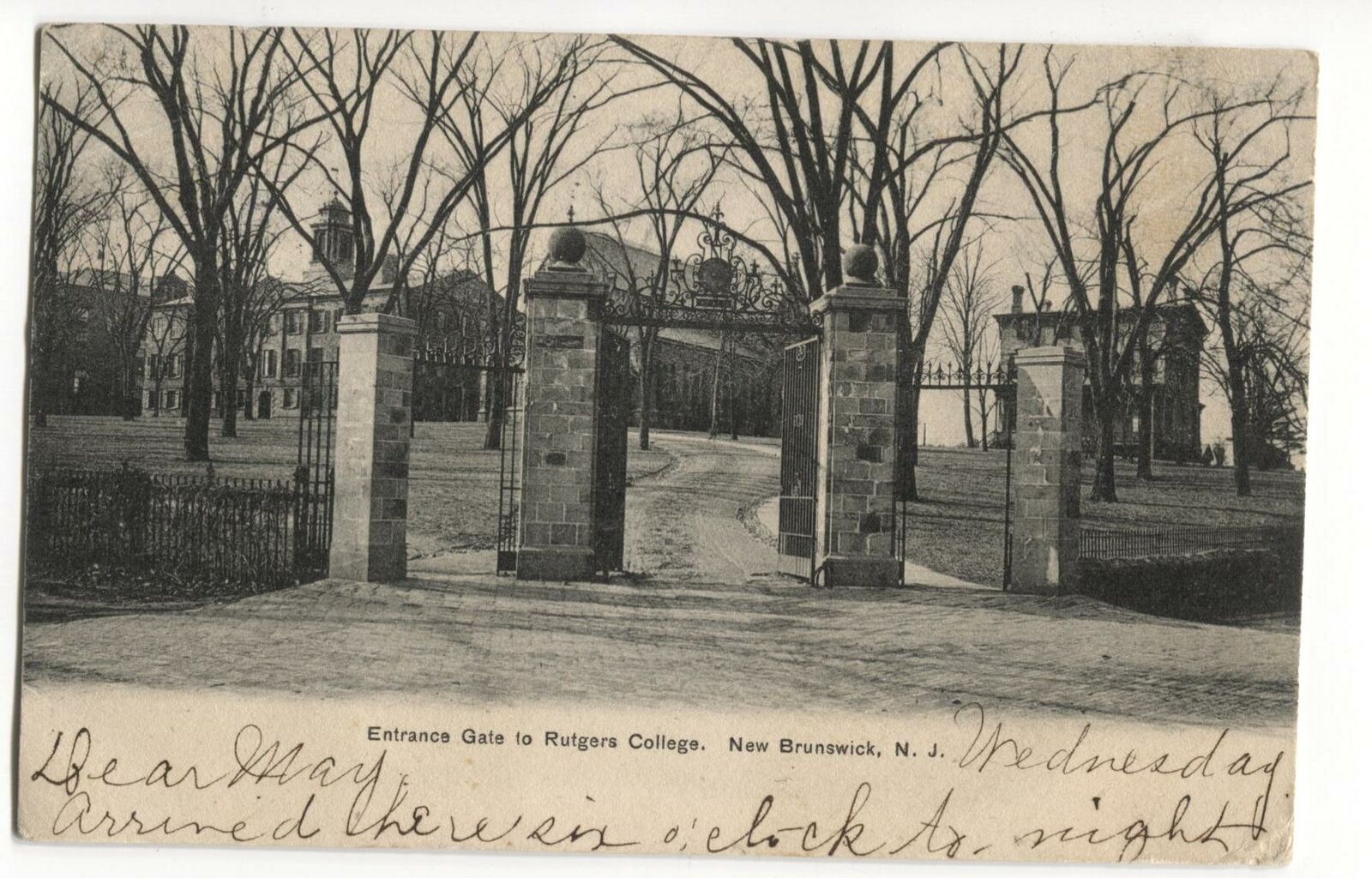Postcard Entrance Gate Rutgers College New Brunswick NJ 