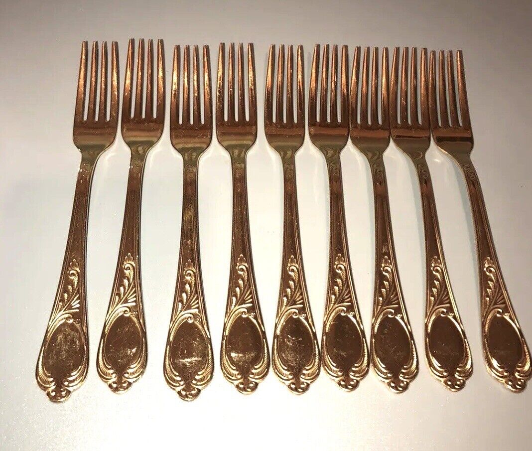 9  24 Kt Gold Plated Forks Germany flatware ￼ SBS Nice
