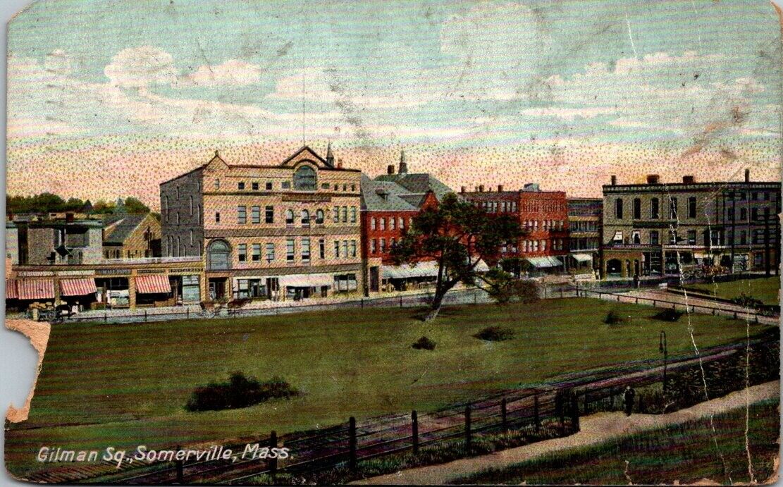 Massachusetts Ma Postcard -  Somerville - Boston - Gilman Sq. - 1909
