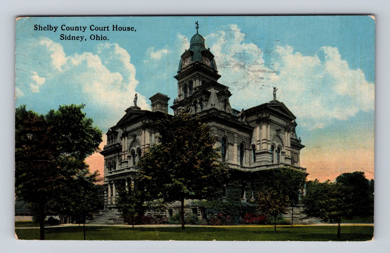 Sidney OH-Ohio, Shelby County Court House, Antique, Vintage c1915 Postcard