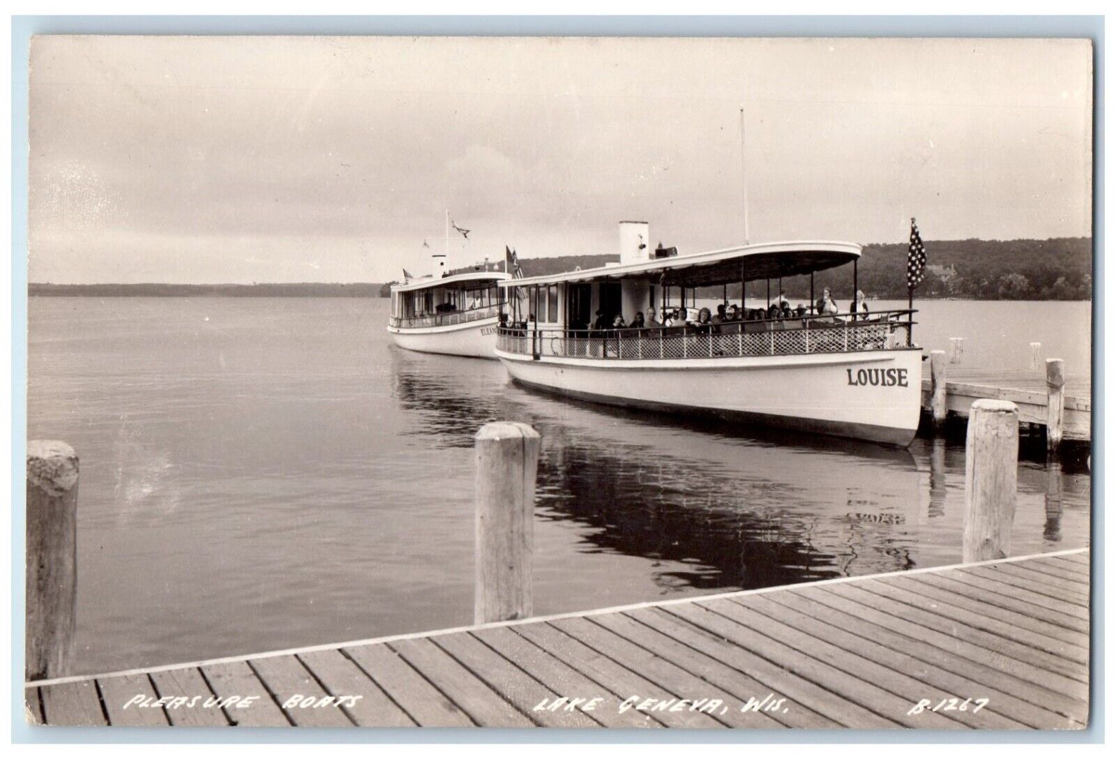 c1940's Pleasure Boats Louise Lake Geneva Wisconsin WI RPPC Photo Postcard