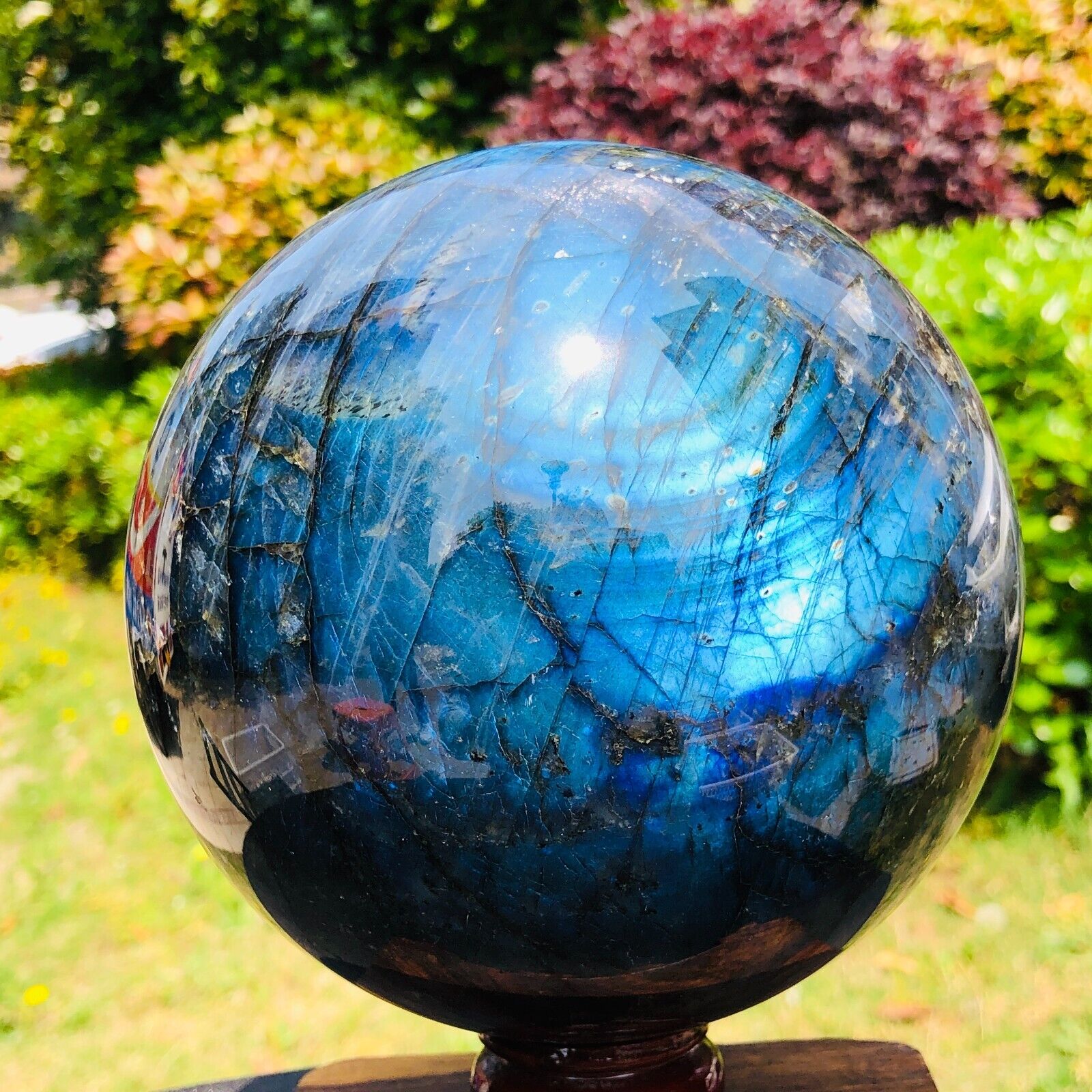 8.8LB Natural labradorite ball rainbow quartz crystal sphere gem reiki healing