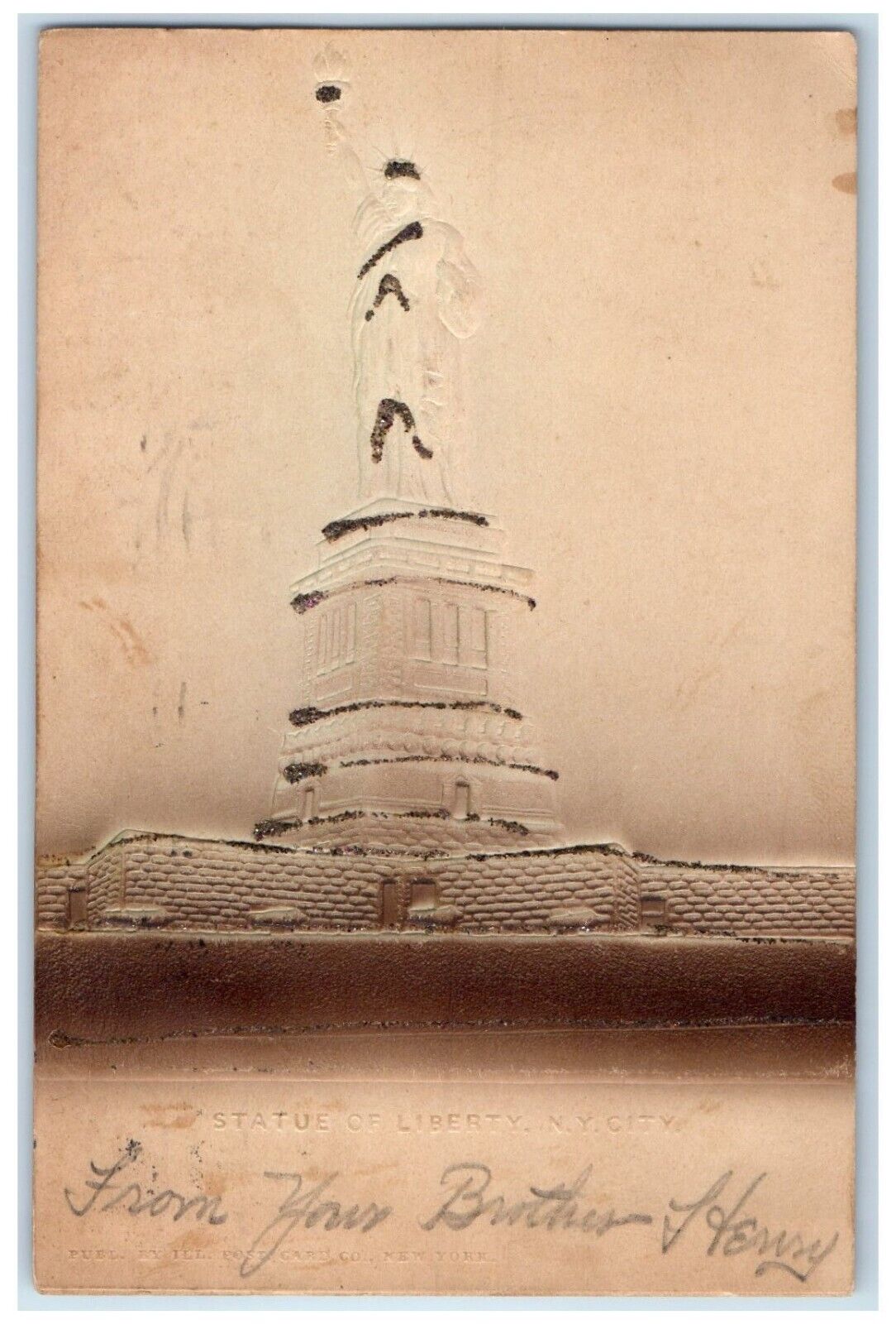 1905 Statue Of Liberty Exterior Embossed New York City New York Vintage Postcard