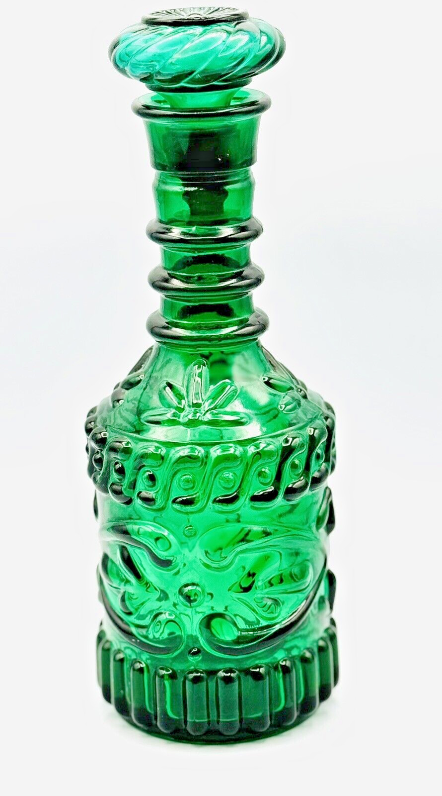 Vintage Glass Decanter Bottle Jim Beam Cork 1968 KY  230 Deep Emerald Green MCM