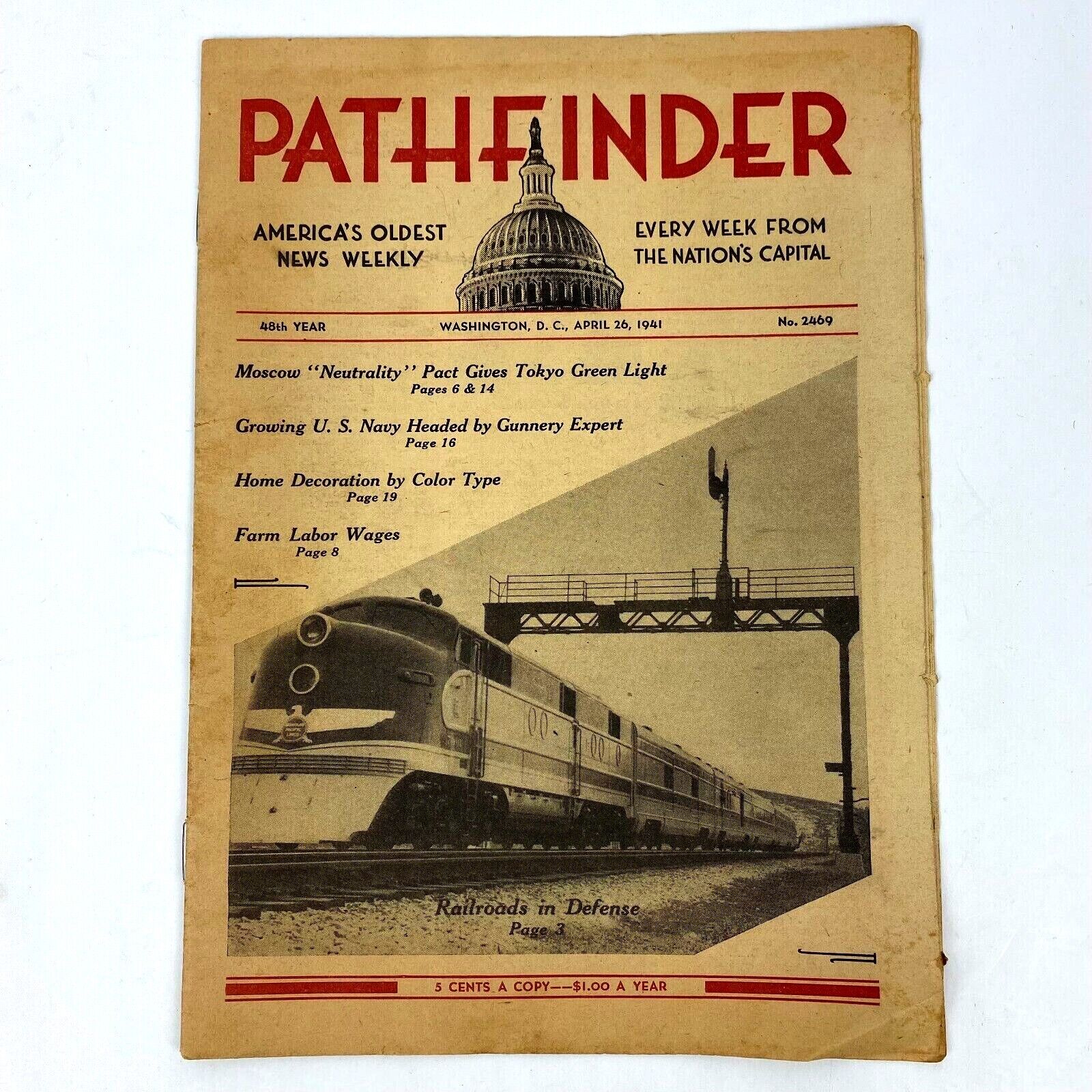 WW II 1941 Washington D.C. Pathfinder News Weekly Newspaper Railroads in Defense