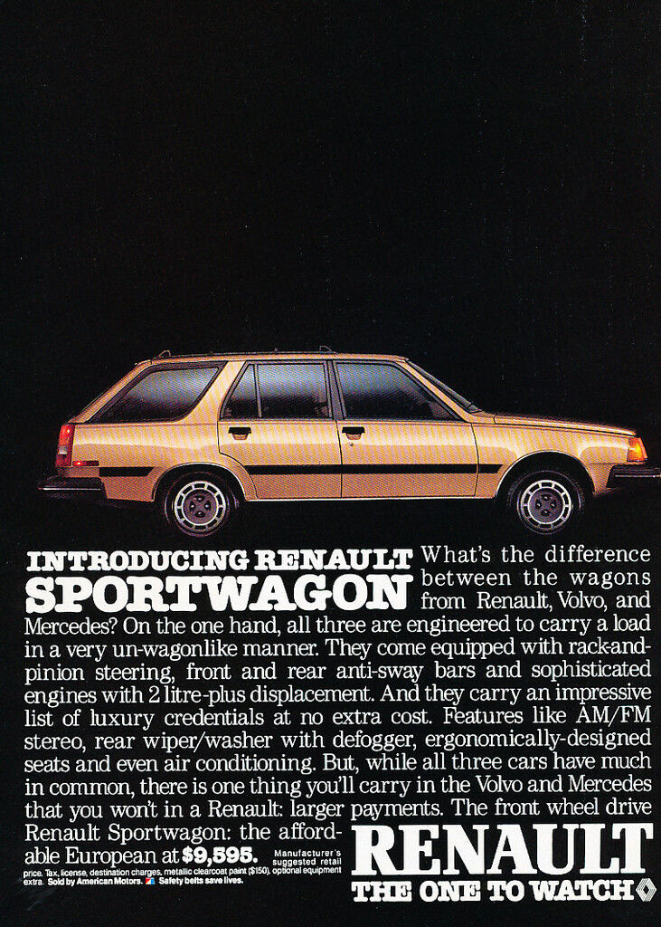 1984 Renault Sportwagon - 9595 -  Classic Vintage Advertisement Ad H90