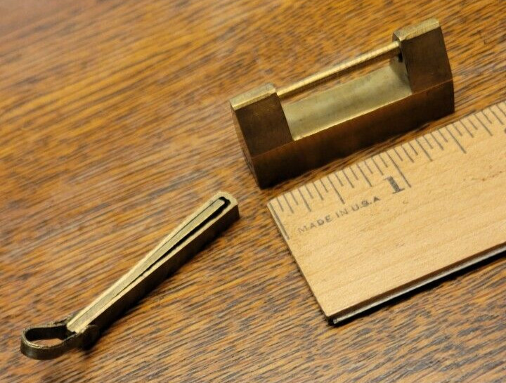 Vintage Chinese Slide Lock & Key Solid Brass Pad Lock