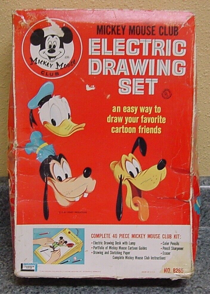 Vintage 1965 DISNEY Electric Drawing Set Lighted Desk Works w/Box