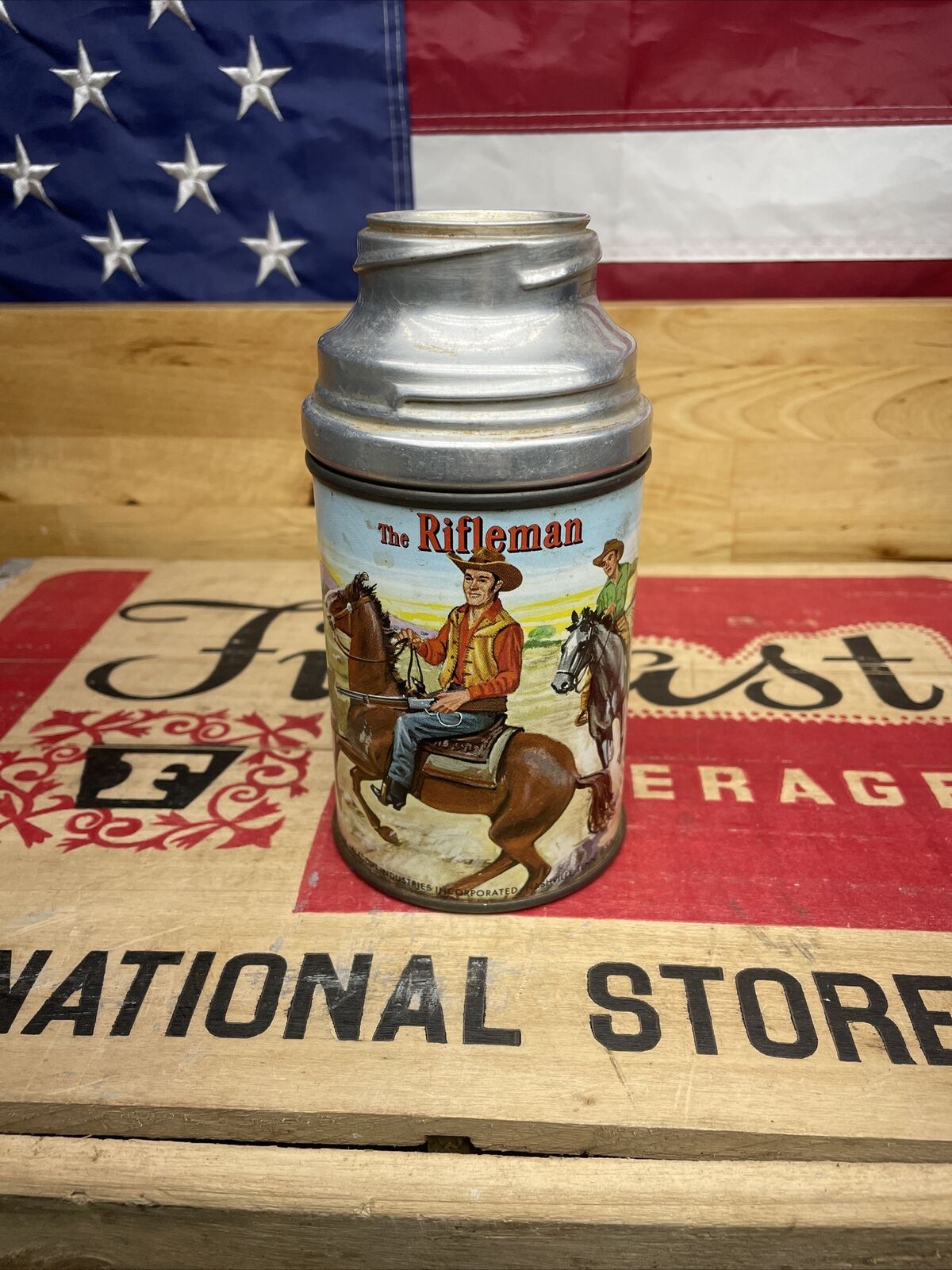 The Rifleman Lunch Box Thermos Only Glass Intact Vtg Aladdin Chuck Conners