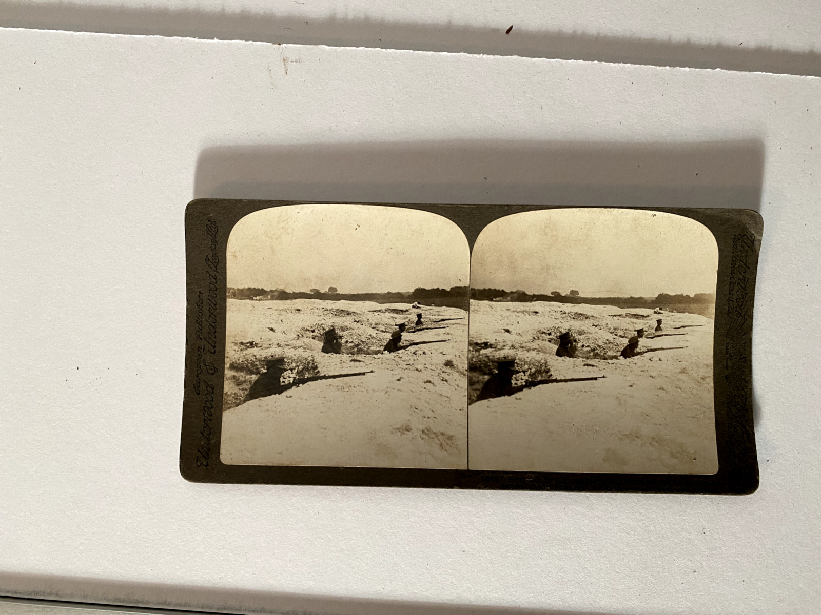 Trench Warfare, WW1, Stereo view card British Troops