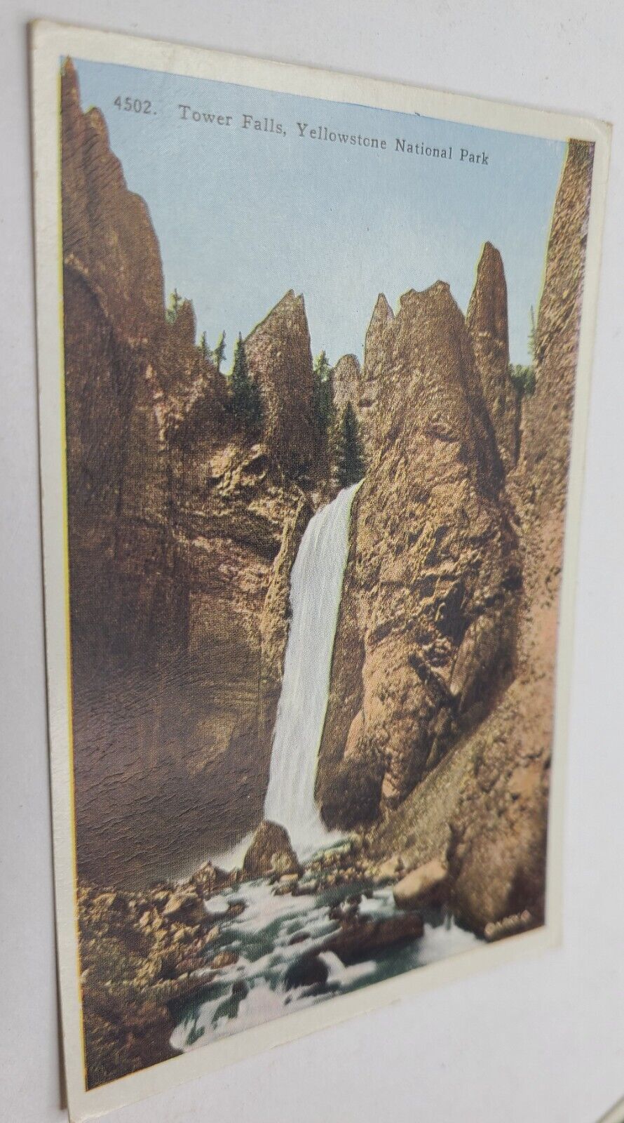 Vintage Yellowstone National Park Tower Falls Lithograph Photo Postcard