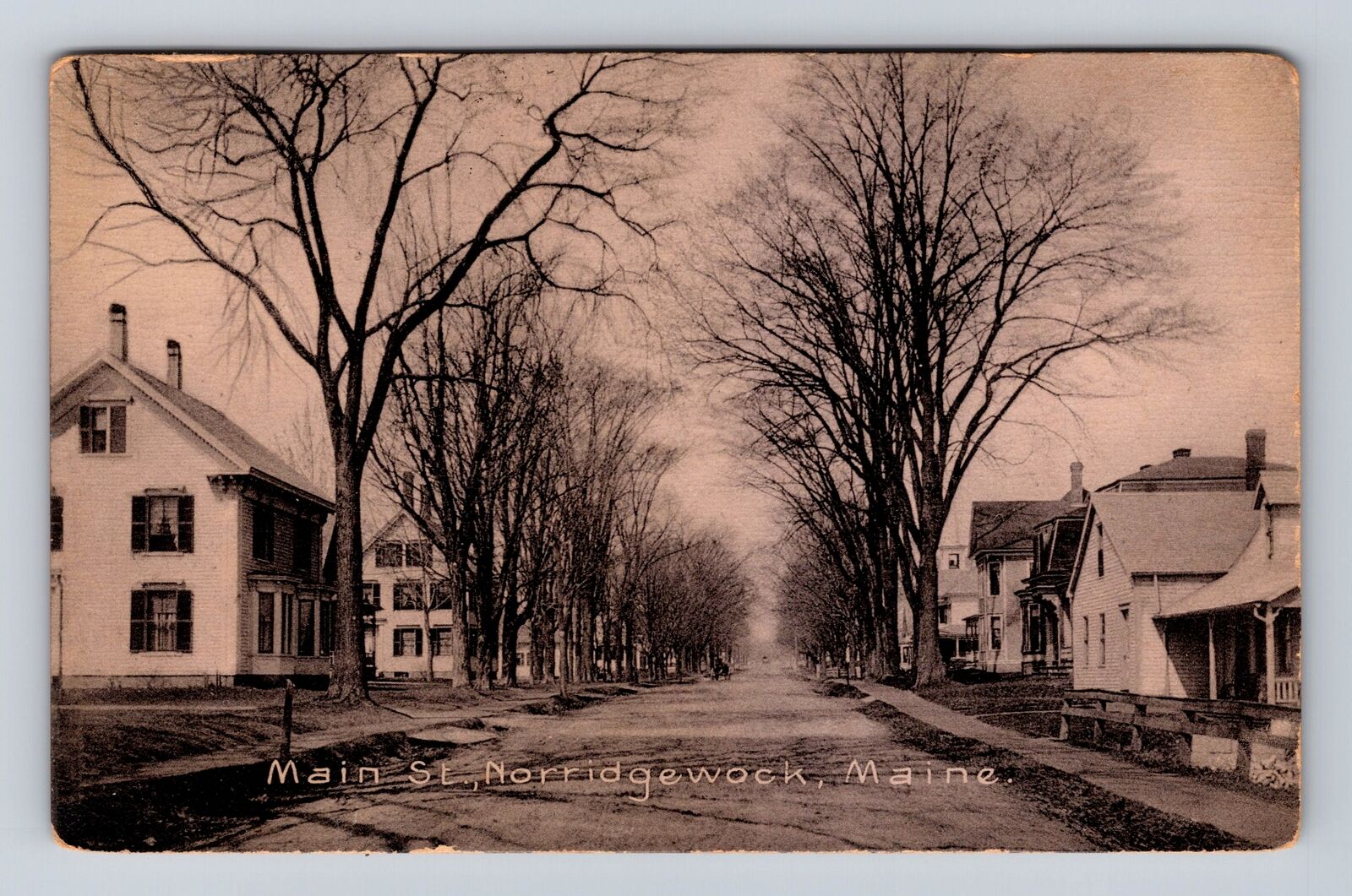 Norridgewock ME-Maine, Main Street Residences, Antique Vintage c1909 Postcard