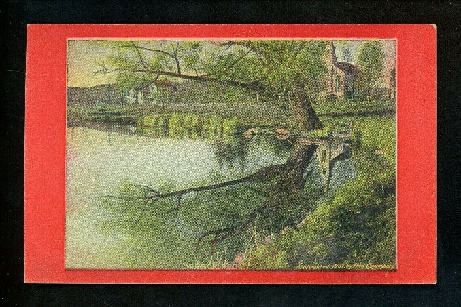 Artist Signed postcard Fred Lounsbury 1907 Mirror Pool 