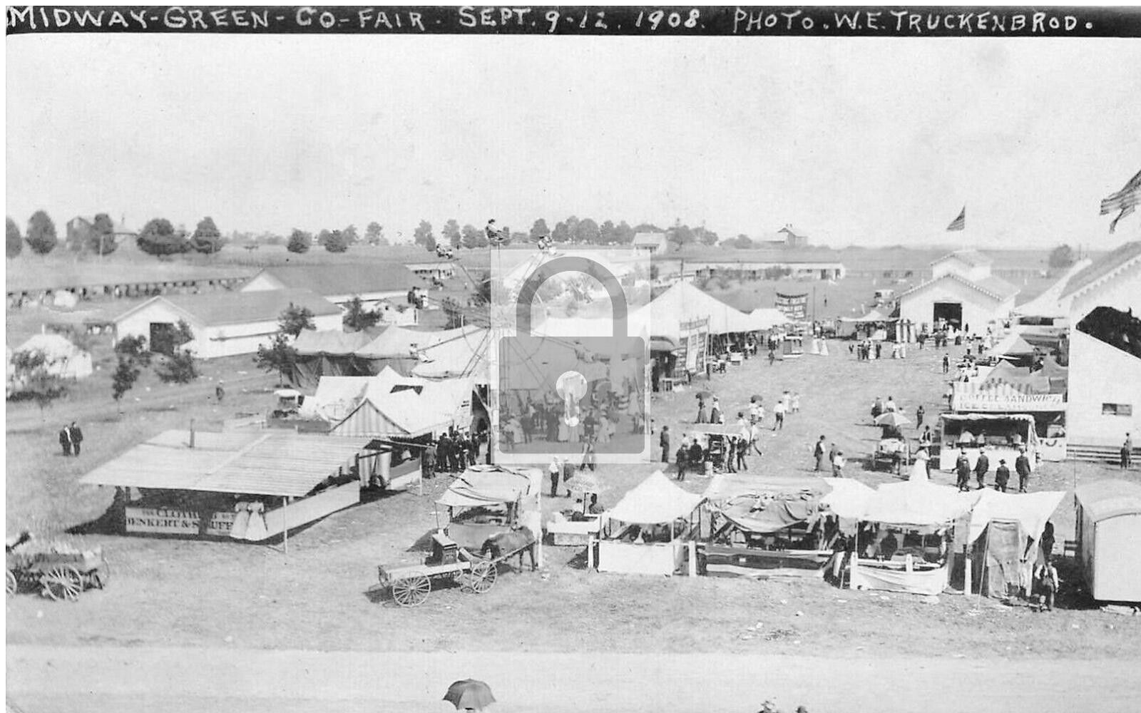 Midway Green County Fair Amusement Monroe Wisconsin WI Reprint Postcard