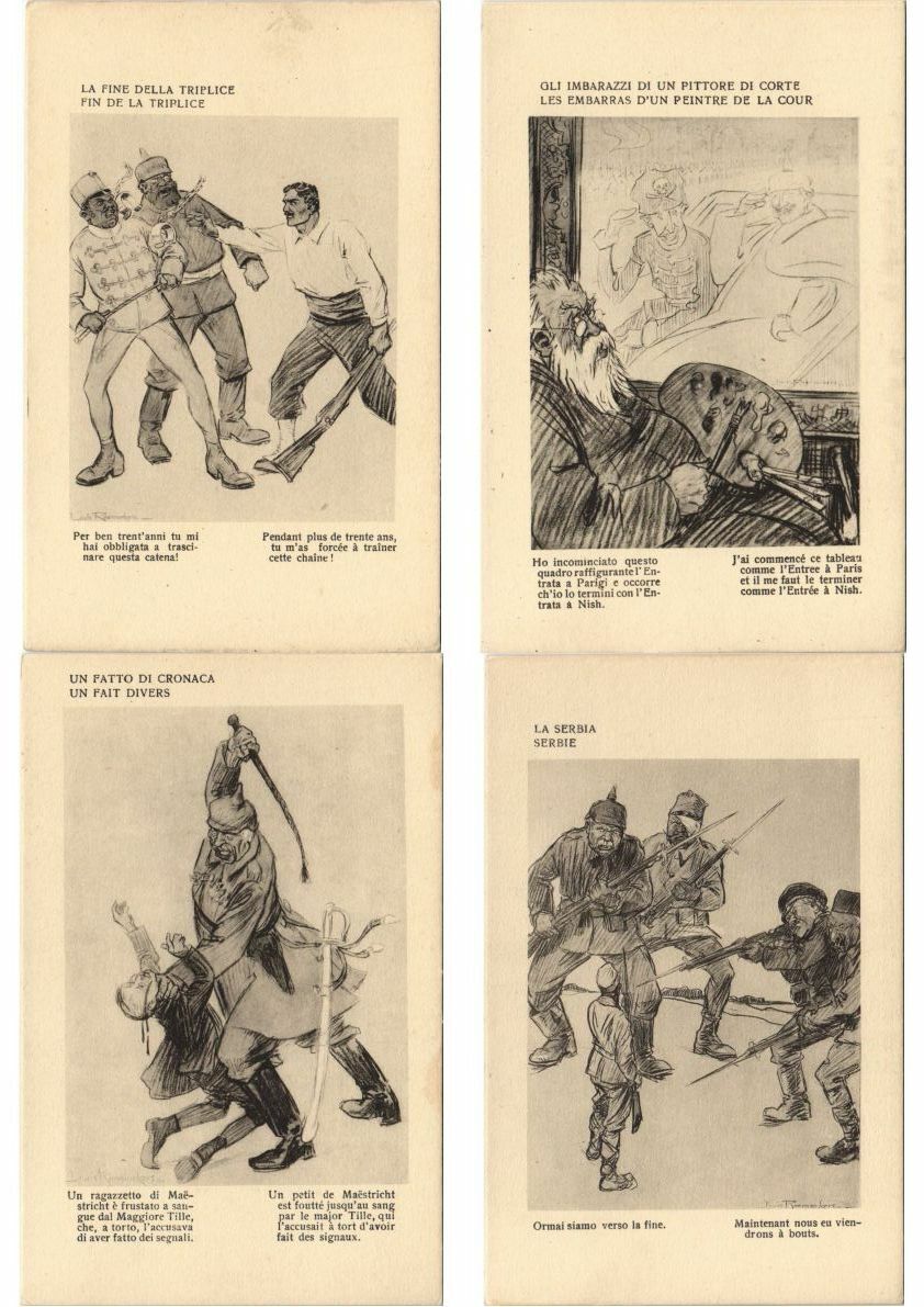 RAEMAEKERS ARTIST SIGNED SATIRE PROPAGANDA WWI 18 Vintage Postcards (L4360)