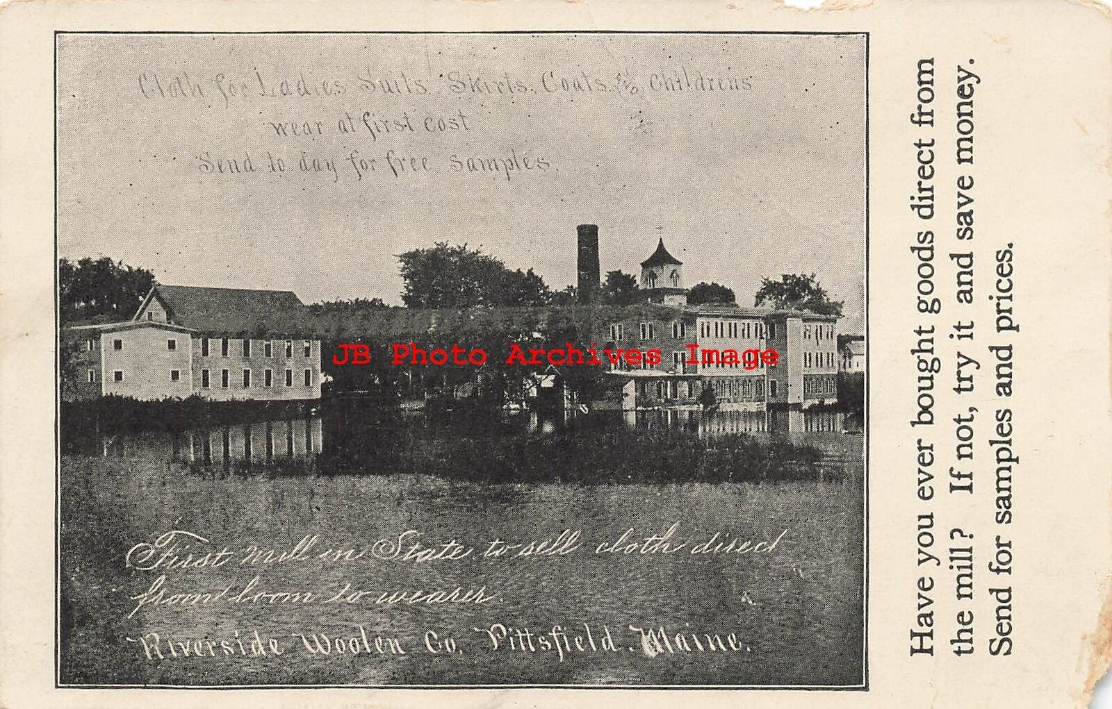 ME, Pittsfield, Maine, Riverside Woolen Company Mill, Exterior View