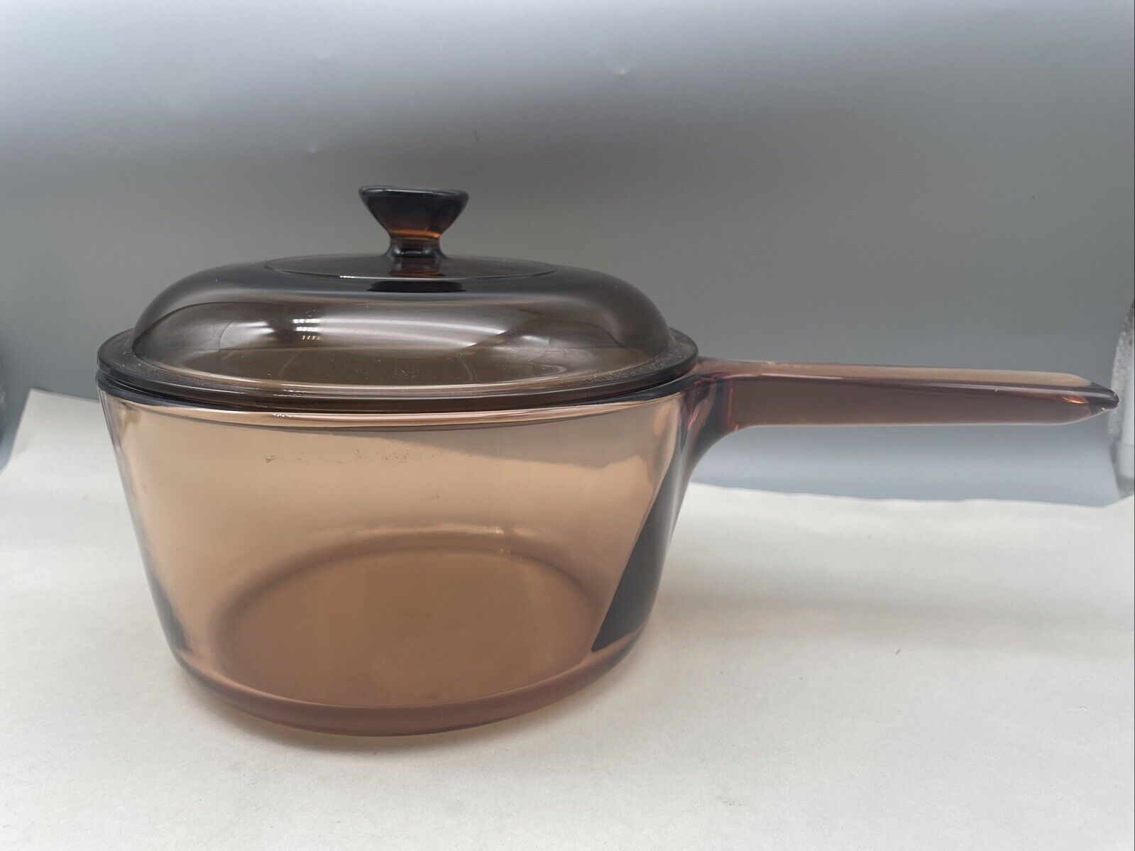 Vintage Corning Vision Ware Pyrex 1.5 L Amber Glass Pot Sauce Pan with Lid USA