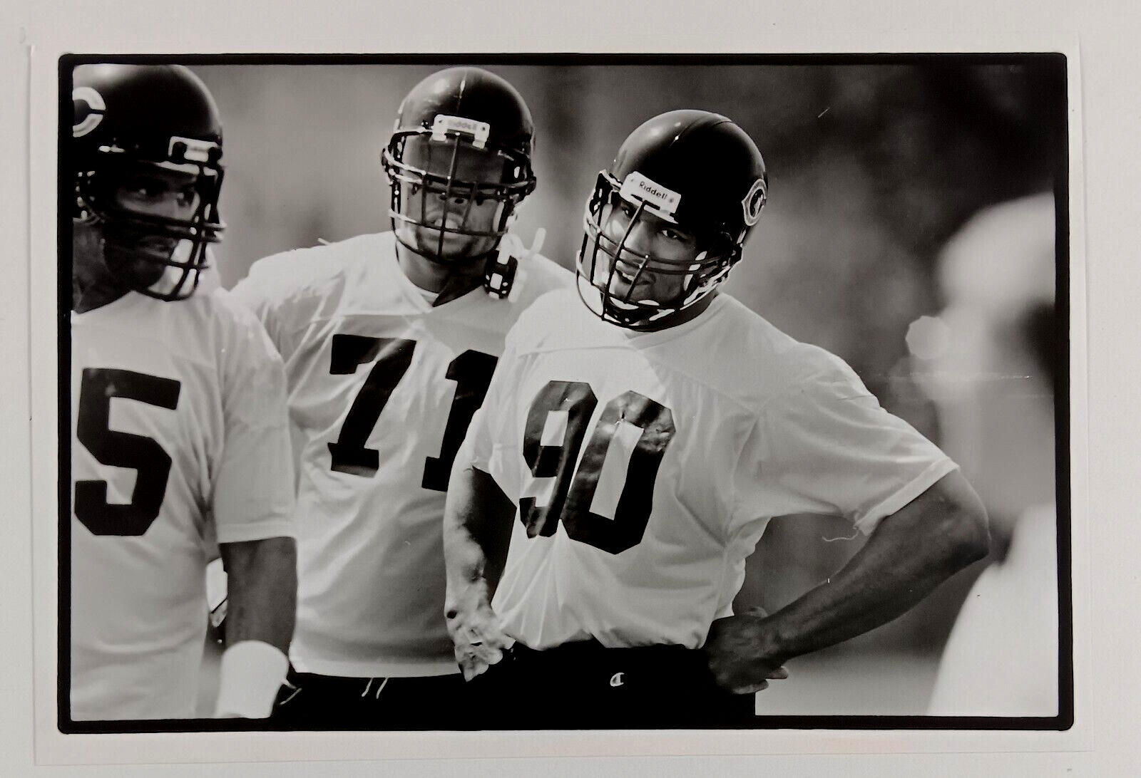 1990s Chicago Bears Defensive Players #71 #90 Practice NFL Vintage Press Photo