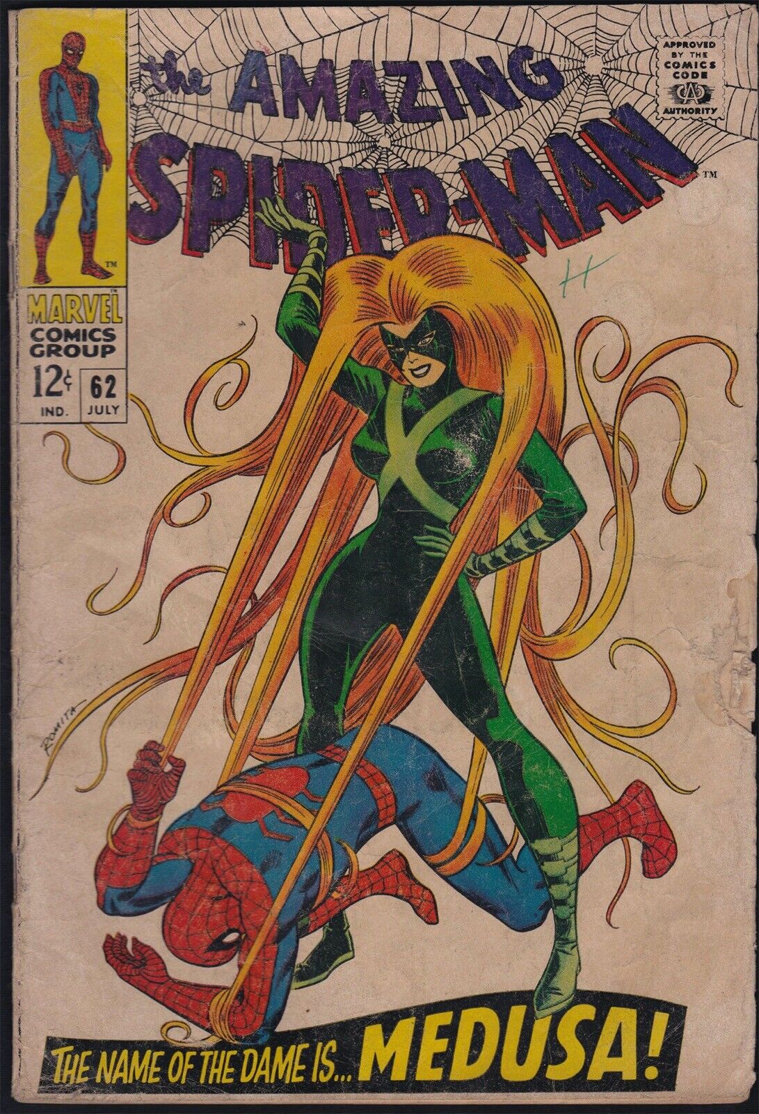 Marvel Comics AMAZING SPIDER-MAN #62 Medusa Early Appearance Low Grade