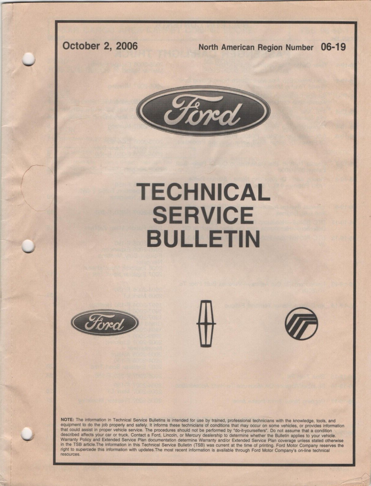 Ford Technical Service Bulletin October 2, 06 North American Region 06-19 Tranny