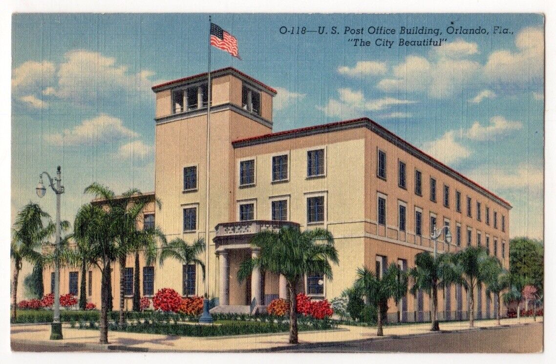 Orlando Florida c1940\'s U. S. Post Office Building, palm trees