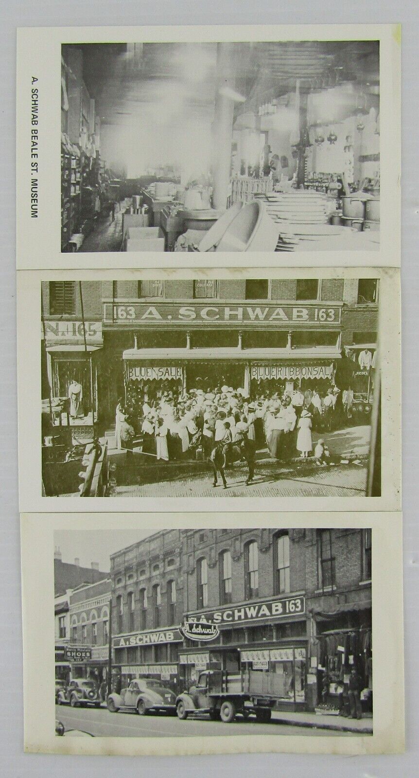 Lot of 3 Memphis Beale St. A. Schwab Department Store 1939 Postcard B&W Repros